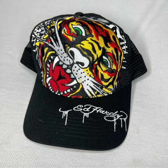 Ed Hardy | Accessories | Ed Hardy Trucker Hat Embroidered Tattoo Double ...